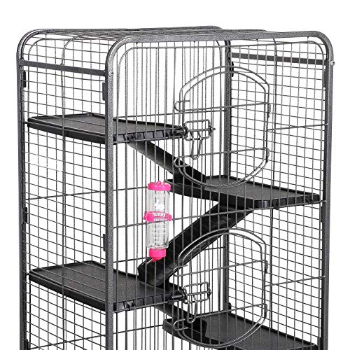 Metal 6 Levels Ferret Cage Playpen for Rabbit Chinchilla Squirrels w/3 Doors/Bowl/Water Bottle 25.2 x 16.9 x 51.6 Inch Black