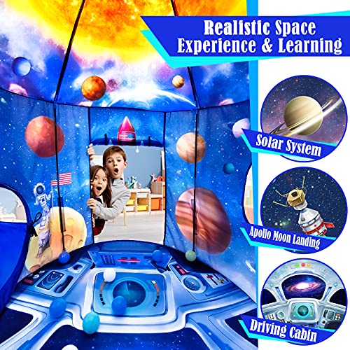 PigPigPen 3pc Kids Play Tent for Boys with Ball Pit, Crawl Tunnel, Rocket Ship Tents for Toddlers, Baby Space World Playhouse Toys, Boys Indoor& Outdoor Play House, Perfect Kid’s Gifts - style: 3PC Rocket Play Tent
