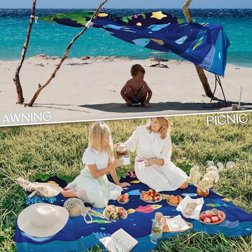 BYDOLL Beach Blanket Waterproof Sandproof,78''X81''/78''X110'' Large Sand Free Oversized Lightweight Sand Resistant Blanket, Picnic Mat for Beach Travel Camping Hiking Essentials - color: Undersea, size: 78''X81"