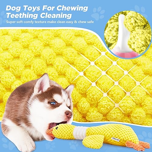Vitscan Durable Dog Toys for Small Medium Large Dogs Aggressive Chewers | Dog Chew Toy Tough Squeaky Interactive Dogs Toys for Puppies,Sturdy Plush Puppy Toys Goose Pet Toy Puppy Chew Toys Teething - color: Yellow goose - pineapple plush