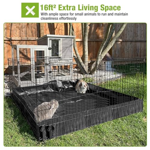 GUTINNEEN Rabbit Playpen Indoor Bunny Pen Outdoor Small Animal Enclosure Easily Combined with Rabbit Cages with Waterproof Floor Liner (Playpen Only)