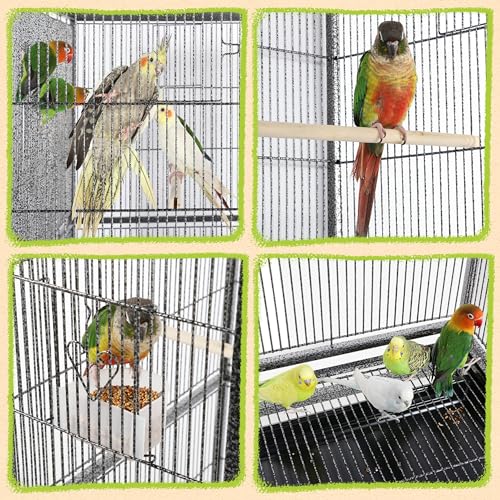 Yaheetech 63-Inch Wrought Iron Rolling Large Bird Cage for African Grey Small Quaker Amazon Parrots Canary Bird Flight Cage