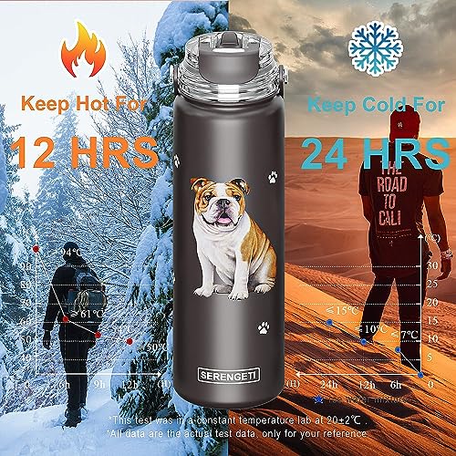 E&S Pets SERENGETI 24 Oz Water Bottle Stainless Steel with Spill Proof Lid - Double walled Vacuum Insulated water flask - Realistic 3D Print of your favorite dog (Labradoodle) - color: Labradoodle