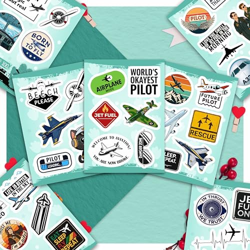 100Pcs Aviation Stickers and Decals Waterproof - Pilot Stickers for Laptop, Airplane Decals - Aviation Gifts for Pilots - Gift for Women & Men - color: Aviation Stickers