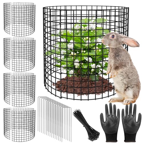 5 Pack Plant Protectors from Animals, 13x12" Plant Cages for Outdoor Plants | Wire Plant Protector, Thick Metal, Non-deformable, Free-Cut, Cap-less Design, Plant Protection Cage to Keep Animals Out - size: 5 PACK-13x12inch