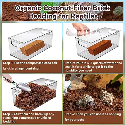 2 Pack Coconut Fiber Substrate, Natural Coco Coir Reptile Bedding | Reptile Substrate for Tortoises, Snakes, Hermit Crabs, Bearded Dragon and Turtles, Bioactive Terrarium Soil & Plant Substrate - color: 2 Pack