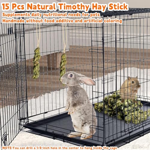 Hamiledyi 15 PCS Rabbit Chew Toys for Teeth - Timothy Hay Treats and Sticks - Natural Grass Chew Toys for Bunnies Guinea Pigs Hamsters and Chinchillas - Bunny Teeth Care - size: 0.16 Ounce (Pack of 15)