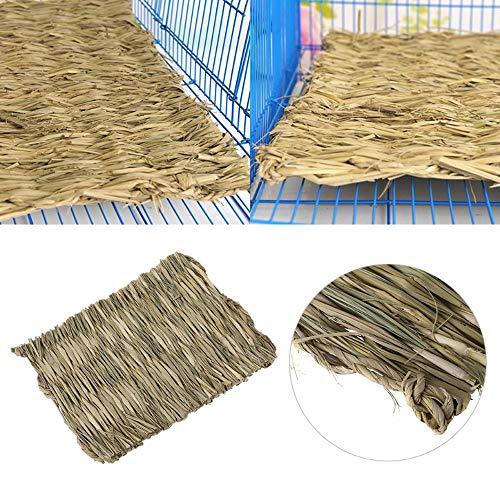 Hamiledyi Grass Mat Woven Bed Mat for Small Animal Bunny Bedding Nest Chew Toy Bed Play Toy for Guinea Pig Parrot Rabbit Hamster Rat(Pack of 3)