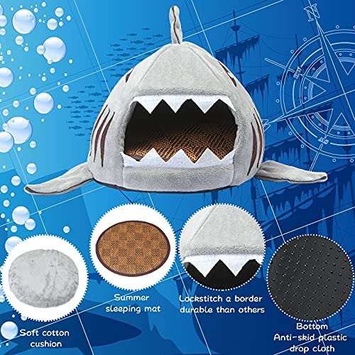 Jetec Shark Guinea Pig Bed Hideout Guinea Pig Animals Bed House Warm Small Hamster Nest Sleeping Mat Cushions Dutch Hamster Hedgehog Rat Chinchilla(Gray) - color: Gray