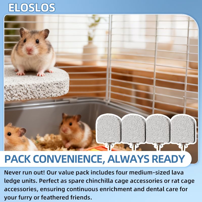 4PCS Lava Ledge for Small Pets, Chinchilla, Hamster, Parrot, Gray(M) | Grinding Claws & Jumping, Safe Natural Volcanic Rock, Reduces Random Chewing - color: Grey, size: M