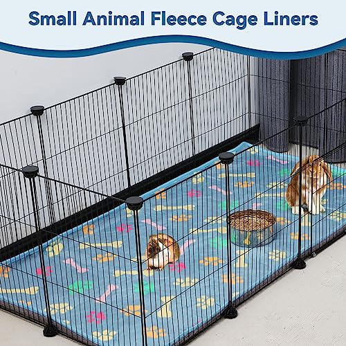 YUEPET 3 Pack Waterproof Guinea Pig Blankets, Fleece Cage Liners, L | Guinea Pig Fleece Cage Liners, Waterproof Backing, Machine Washable, Soft Fleece Surface, 48 x 24 in - color: Blue+yellow+black, size: L-48"×24"
