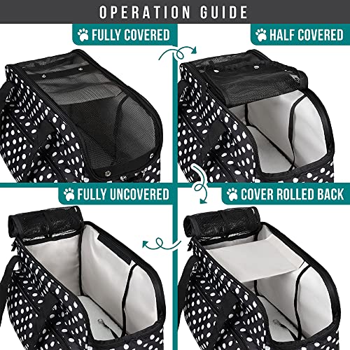 PetAmi Small Dog Purse Carrier, Soft-Sided Pet Carrier Bag with Pockets, Portable Puppy Cat Travel Handbag Tote, Airline Approved Breathable Mesh, Poop Bag Dispenser, Max 18 lbs, Polka Dot Black - color: Polka Dot Black