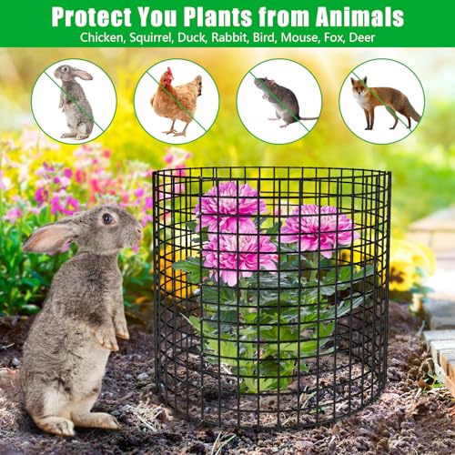5 Pack Plant Protectors from Animals, 13x12" Plant Cages for Outdoor Plants | Wire Plant Protector, Thick Metal, Non-deformable, Free-Cut, Cap-less Design, Plant Protection Cage to Keep Animals Out - size: 5 PACK-13x12inch
