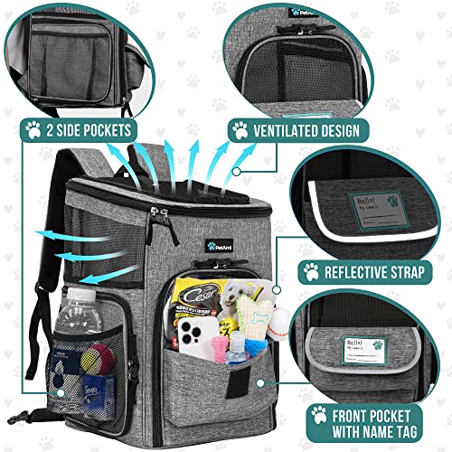 PetAmi Dog Backpack Carrier, Airline Approved 4-Way Entry Cat Backpack Carrier, Ventilated Mesh, Collapsible Pet Carrier for Small Puppy, Kitten, Hiking, Travel Car, Vet, up to 18 lbs, Heather Gray - color: Heather Gray