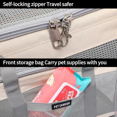 Airline Approved Pet Carrier for Cats and Small Dogs, Breathable and Collapsible Design, Portable Travel Bag for Bearded Dragon, Puppies Animal Hangbag, Rabbit Cage Cage (Khaki, Small) - color: khaki