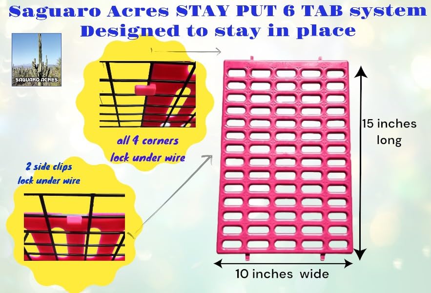 Saguaro Acres Rabbit Cage Resting Mat, Pink, Pack of 6 - color: Pink