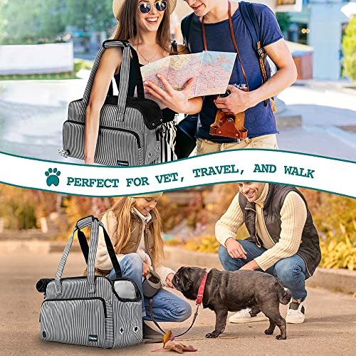 PetAmi Small Dog Purse Carrier, Soft-Sided Pet Carrier Bag with Pockets, Portable Puppy Cat Travel Handbag Tote, Airline Approved Breathable Mesh, Poop Bag Dispenser, Max 18 lbs, Stripe Black - color: Stripe Black