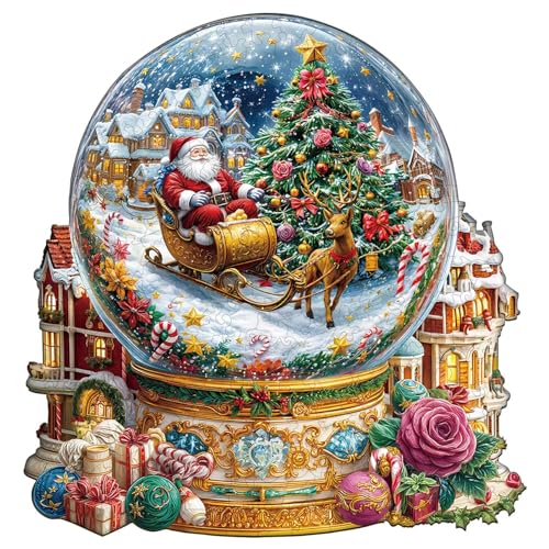 Christmas Crystal Ball Puzzles Adults Gifts Wooden 100 Pieces 8.5 * 8.2in - color: Christmas Crystal Ball, size: Small
