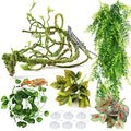 Reptile Plants, Terrarium Hanging Plant Vines Artificial Leaves Reptile Hide, Leopard Gecko Tank Accessories, Terrarium Decorations for Bearded Dragon Lizard Snake Geckos Chameleon