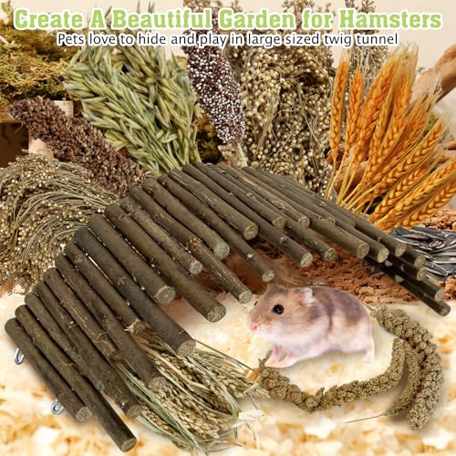Tfwadmx Hamster Ladder Bridge & Small Animal Natural Ear of Grain Spray Hamster Bedding Habitat Decor Flexible Bendy Hamster Climbing Toy for Dwarf Syrian Mice Gerbils - size: 9.8 x 3.9 inches