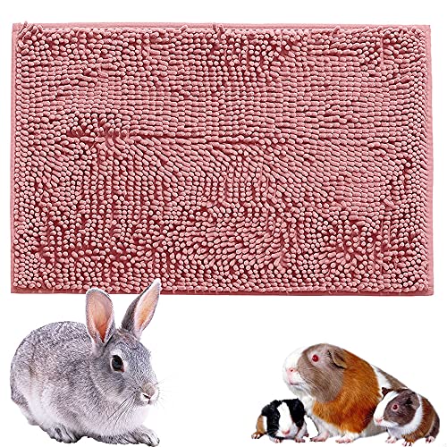 Oncpcare Long Plush Bunny Rabbit Guinea Pig Bed, Winter Warm Bunny Blanket for Rabbits, Guinea Pig Cage Liners Washable Reusable | Chenille fleece, absorbent 3-layer design, non-slip TPR backing, machine washable, for small animal cages - color: Pink, siz