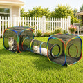 Outdoor Rainbow Cat Enclosures Playground,Outside House for Indoor Cats Include Portable Tent, 2 Way with 2 Cube Tunnel, for Kitty and Small Animals,Within Storage Bag - size: 2 Cube + 2 Way Tunnel (no tent)