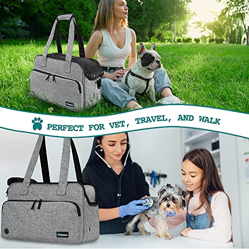 PetAmi Small Dog Purse Carrier, Soft-Sided Pet Carrier Bag with Pockets, Portable Puppy Cat Travel Handbag Tote, Airline Approved Breathable Mesh, Poop Bag Dispenser, Sherpa Bed, Max 18 lbs, Gray - color: Heather Gray