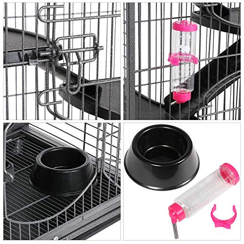 Metal 6 Levels Ferret Cage Playpen for Rabbit Chinchilla Squirrels w/3 Doors/Bowl/Water Bottle 25.2 x 16.9 x 51.6 Inch Black