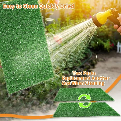 LOOBANI Dog Grass Pee Pads, 2 Pack Artificial Grass for Potty Tray, 18x28in | Replacement Turf, Pet-Friendly, Easy to Clean, Washable, Fake Grass Mat for Puppy to Pee on, Outdoor Indoor Pee Grass Patch - size: 18*28 inch