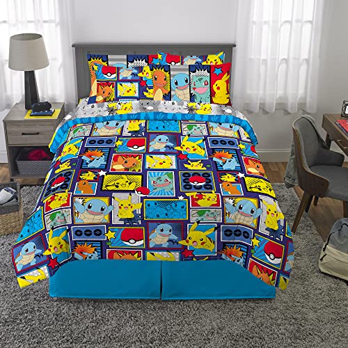 Pokémon Pikachu Full Size Bedding Set – Kids Bedding Super Soft Cozy Reversible Comforter and Sheet Set with Sham, 7 Piece Full Size, (Officially Licensed Product) by Franco - color: Pokemon, size: Full
