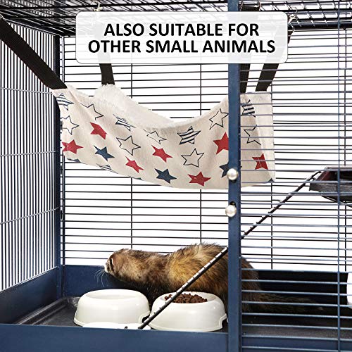 Boao Guinea Pig & Rat Hammock - 4 Pcs Small Animal Hanging Hammock for Chinchilla, Parrot, Sugar Glider & Ferret (Tower, Five Stars, Water Ripples, Cat Head)
