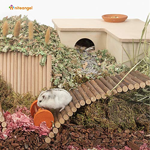 Niteangel Wooden Ladder Bridge, Hamster Mouse Rat Rodents Toy, Small Animal Chew Toy (11.8" x 5.9") - size: 11.8" x 5.9"