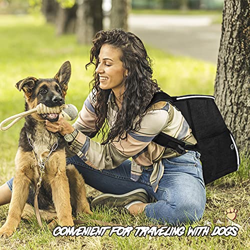 BAGLHER丨Dog Travel Bag Backpack, Airline Approved Pet Supplies Backpack, Dog Travel Bag with 2 Silicone Collapsible Bowls and 2 Food Baskets, Black - color: Black