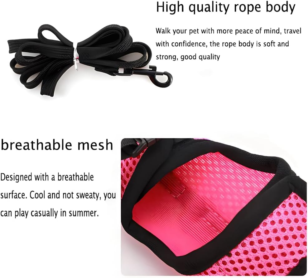 Rabbit Harness and Leash Escape Proof Soft Mesh Bunny Leash and Harness Set | Red, Breathable Mesh Prevents Overheating,Dual Adjustable Tape Quick Buckle Anti-escape,For Rabbits Ferret and Small Animals - color: Red, size: M(Chest 7.1–9.8 in)Small Rabbit,
