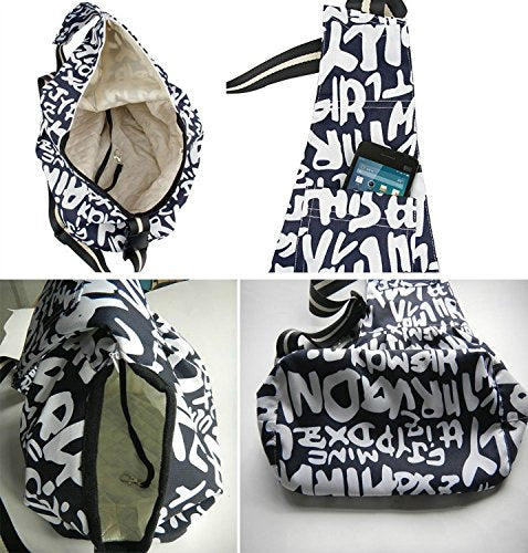 Pet Dog Puppy Cat Carrier Bag Oxford Cloth Sling Dog Doggy Cat Carrier Single Shoulder Bag-Medium,Blue Letter - color: Blue Letter, size: Medium