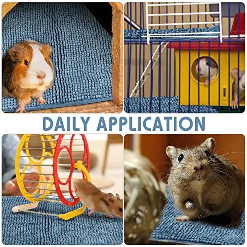 4 Pcs Guinea Pig Cage Liner 16 x 24 Inch Washable Chenille Pee Pads Pet Dog Cat Bedding Training Mat Reusable for Small Animals Puppy Bunny Hamster Chinchilla - color: Blue, size: 16 x 24 Inch, style: Low Pile Chenille