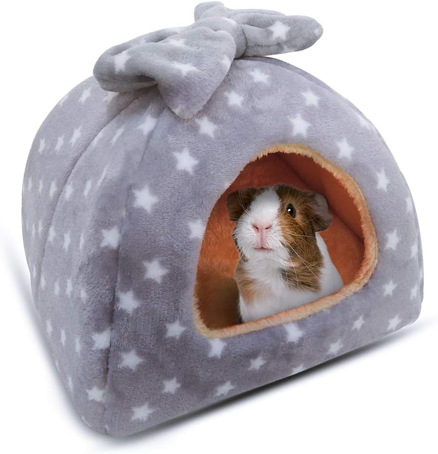 Small Animal Pet Bed, Sleeping House Habitat Nest for Guinea Pig Hamster Hedgehog Rat Chinchilla Hideout Bedding Snuggle Sack Cuddle Cup Cage Accessories with Removable Washable Mat (Gray) - color: Gray