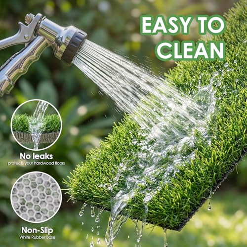 whitefeather Artificial Grass for Dogs Potty – Indoor Dog Pee Pad with Non-Slip White Rubber Base, Easy Clean Fake Grass for Small Dogs, DIY Cuttable Turf for Apartments (2'*3') - size: 2'*3'