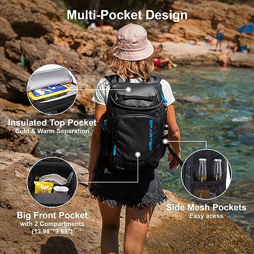SPARTER Backpack Cooler Insulated Leak Proof 33/49 Cans, 2 Insulated Compartments Thermal Bag, Portable Lightweight Beach Travel Camping Lunch Backpack for Men and Women - color: Olive, size: 33 Can