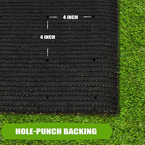 Premium Artificial Grass 3' x 11' Outdoor Rug, 1.38" Realistic Thick Turf for Garden, Yard, Fake Lawn, Dogs Synthetic Grass Mat, Rubber Backed with Drainage Holes, Customized Sizes - size: 3' x 11'