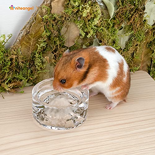 Niteangel Hamster Feeding & Water Bowl- 50ml Capacity & No Wet Fur for Pet | Chew Proof - Mount Fuji Series Glass Drinking Bowls for Dwarf Syrian Hamsters Gerbils Mice Rats or Other Similar-Sized Pets