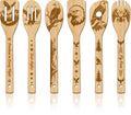 GLOBLELAND 6 Pcs Eagle Wooden Spoons Utensil Set Mountain Eagle Bamboo Carving Kitchen Cooking Utensils Wooden Engraved Cooking Spatula Sets for Kitchen Fun House Warming Gift - color: Eagle