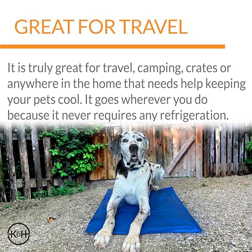 K&H Dog Cooling Mat, Coolin' Pet Pad - Medium 20x15in Chill Blue | Portable Cooling Mat for Dogs, Travel or in Home, Perfect for Carriers, Crates, Outdoor Houses, Yards, Porches, & Pet Beds - size: Medium (15 in x 20 in)