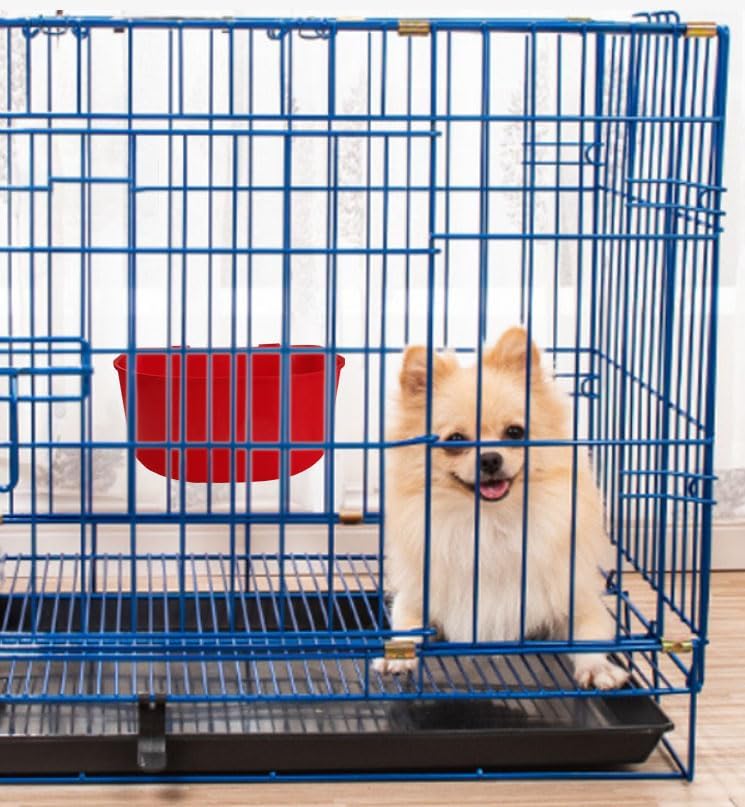5 Pack Cage Cups Chicken Birds Feeder Water Bowl 25 OZ Rabbit Feeding Watering Dish for Travel Carrier Cat Puppy Food Dispenser Hanging Wire Cages Treats Box Seed Drinking Coop Cup Birdbath - size: Red 25 OZ Pack of 5