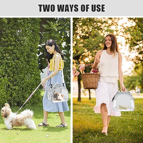Small Animal Carrier Bag, Upgraded Portable Guinea Pig Carriers, Transparent Hamster Carrying Case, Reptile Rat Rabbit Bearded Dragon Hedgehog Carrier Bag for Travel, Hiking, Walking, Outdoor (Grey) - color: Grey