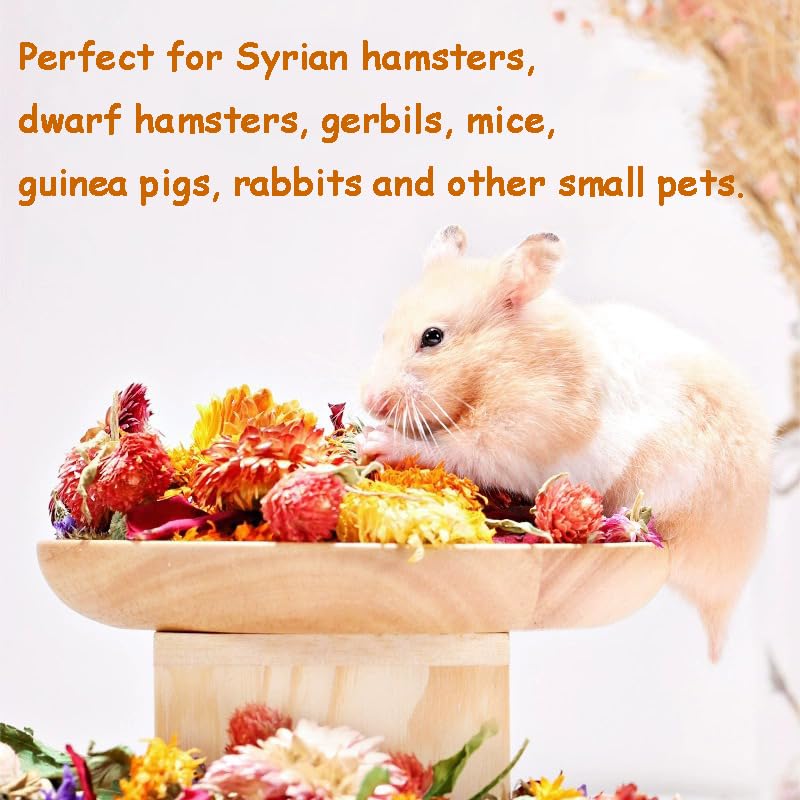 Amonk Natural Flower Bedding for Hamsters, Rabbits & Small Pets | 100% Safe & Odor Control | 200g/7.05oz No Herbs Soft Floral Habitat Decor | Non-Toxic, Eco-Friendly Bedding for Cages & Nesting