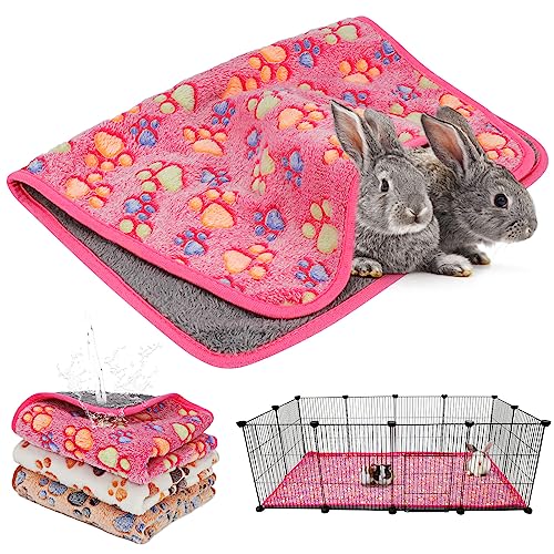 YUEPET Waterproof Guinea Pig Blankets 3 Pack, Fleece Cage Liners, L | Guinea Pig Fleece Cage Liners, Waterproof Backing, Machine Washable, Soft Fleece Surface, 48 x 24 in - color: White+pink+coffee, size: L-48"×24"