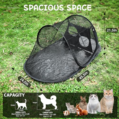 Tailtastic PopUp Cat Tent for Outdoor, Portable Enclosure for Yard & Travel | easy to set up,foldable & lightweight for storage & travel; waterproof material; fine mesh netting keeps bugs out