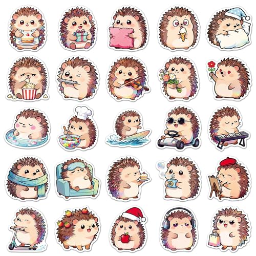 50PCS Cute Hedgehog Stickers for Water Bottles, Vinyl Waterproof Sticker Lovely Cartoon Decals Pack for Laptop Guitar Scrapbook Skateboard Party Supplies (Hedgehog)