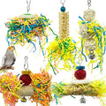 EBaokuup Bird Parrots Shredding Toys Parakeet Chewing Toys Bird Loofah Toys Parrot Cage Shredder Toys Bird Foraging Hanging Toys Bird Accessories for Parrots Lovebird Cockatiel Conure African Grey - color: 5 PCS